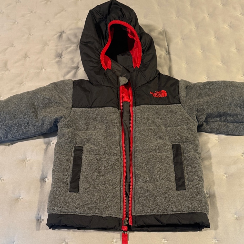 The North Face Kids Reversible Gray and Black Puffer Jacket